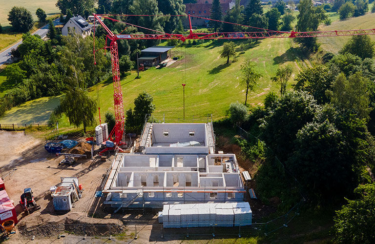 Rückblick auf den Rohbau der Rettungswache Hohnstein
